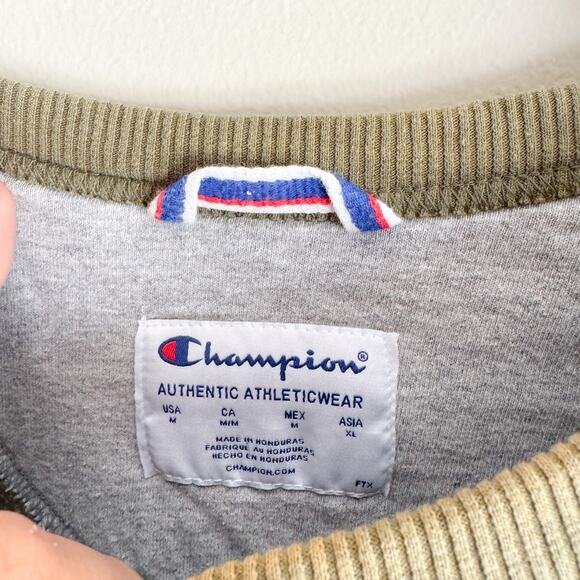 Champion Olive Green Power Blend Pullover Crewneck Sweatshirt - Medium - Picture 3 of 7